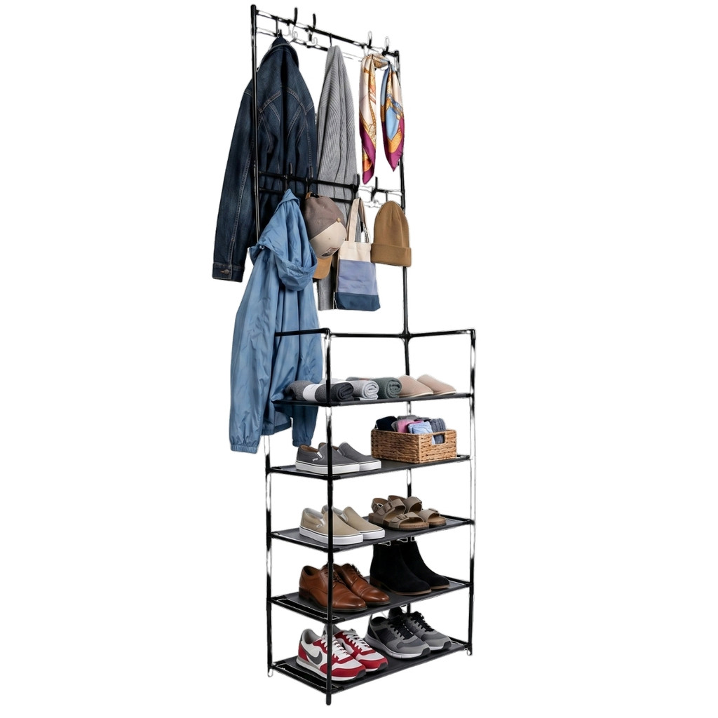Sapateira e Cabideiro Versátil Closet 5 Andares Organizadora Multiuso Rack Estante - Castela
