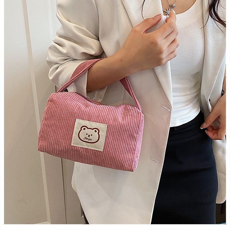 Bolsa cosmética portátil de veludo, nova versão coreana para estudantes, bolsa feminina de grande capacidade, bolsa de a
