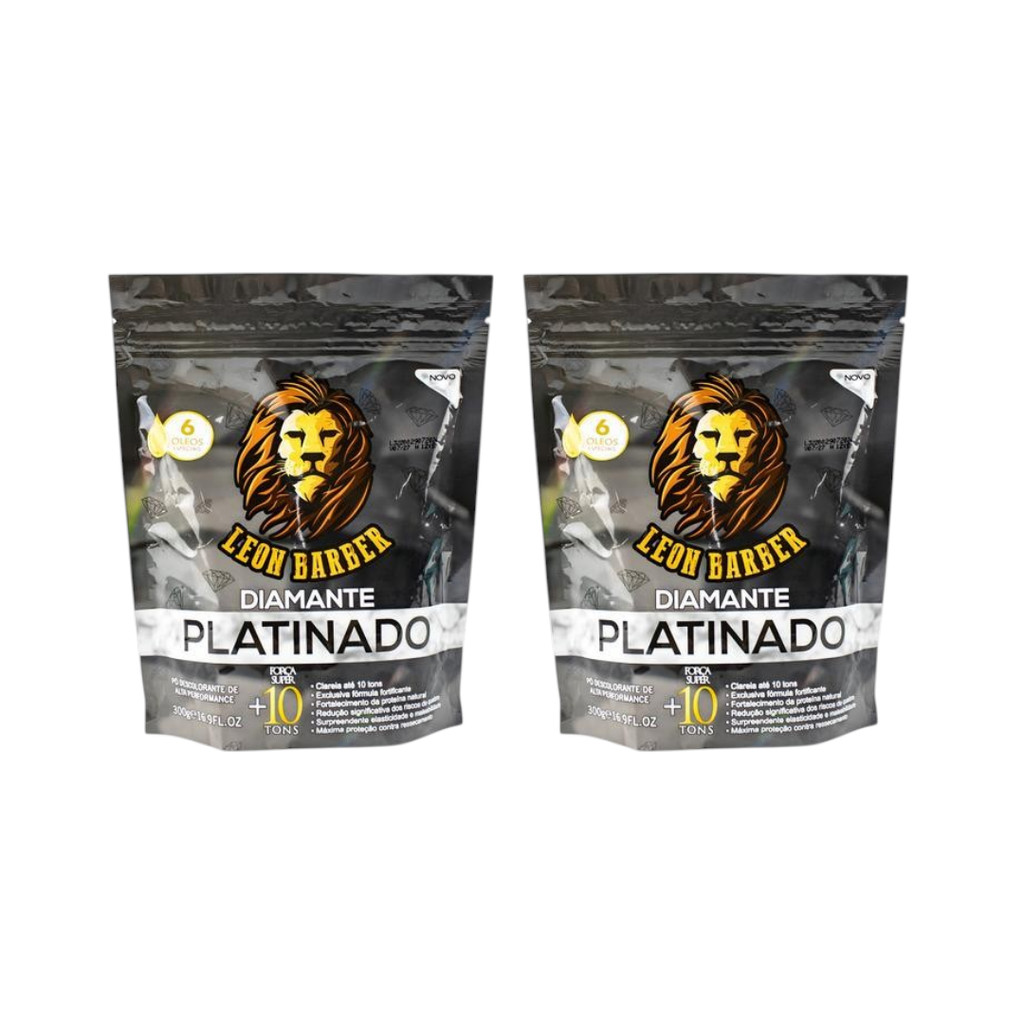 KIT Pó Descolorante Platinado 300G - LEON BARBER (2 unidades)