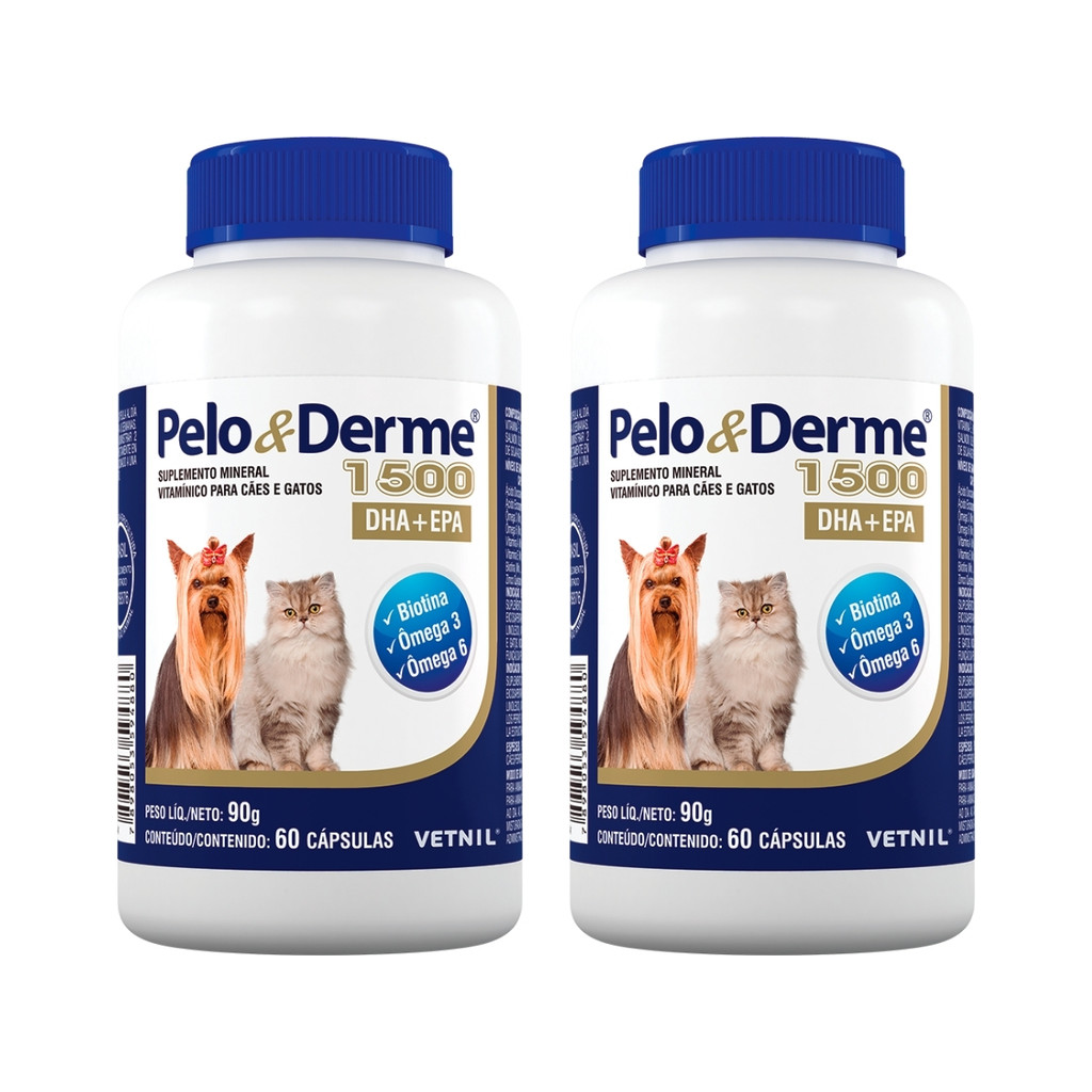 Pelo E Derme 1500 Dha+Epa 60 Capsulas - Vetnil - 2 Unidades