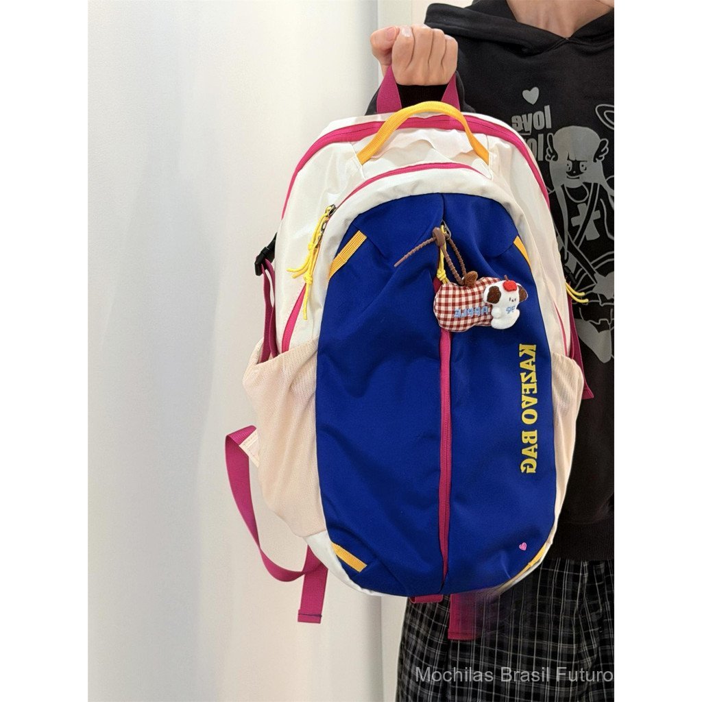 Mochila de caminhada ao ar livre com esquema de cores Dopamina, mochila de viagem multifuncional de grande capacidade, m
