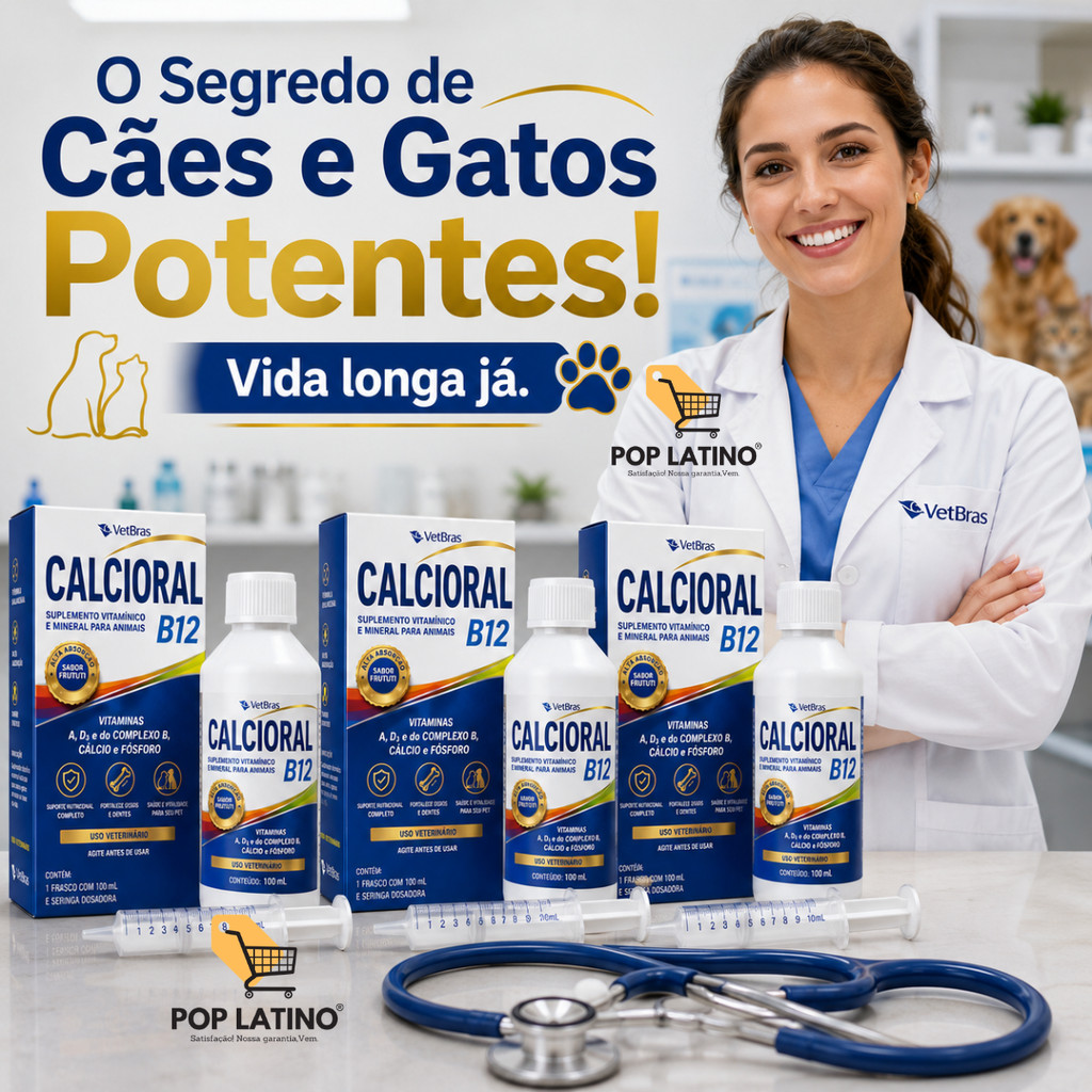 Calcioral B12 Suplemento Vitamina para Cachorro Gato Massa Muscular Rápido 48hs