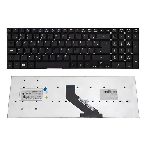 Teclado Para Notebook Acer Aspire E5-571g-57mj  Br Com Ç Preto Português Brasil