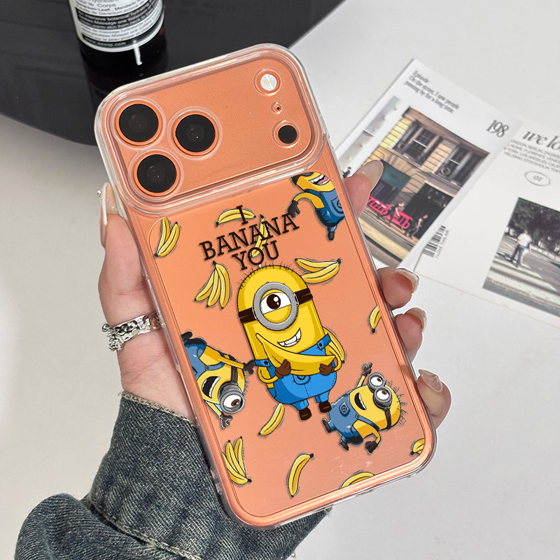 Capinha transparente para iPhone xr 11 12 pro 13 14 15 16 17 pro max 16e 14 16 plus capa tpu tema minions