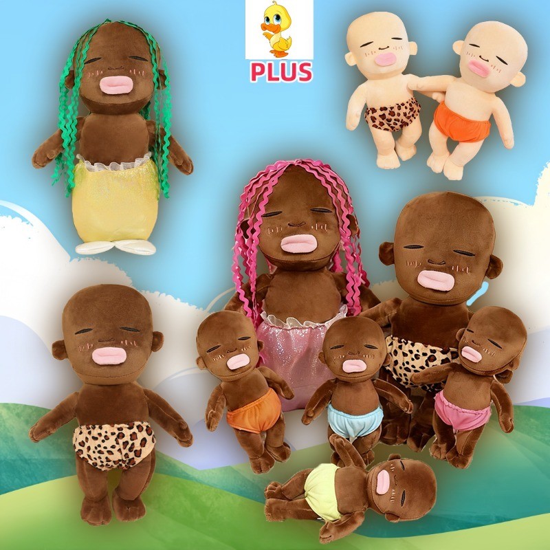 PLUS HOT 25 \ 40cm Engraçado Natasha Preto E Branco Cor Da Pele Boneca De Pelúcia Estilo Sereia Brinquedo Bonito Feio Pl