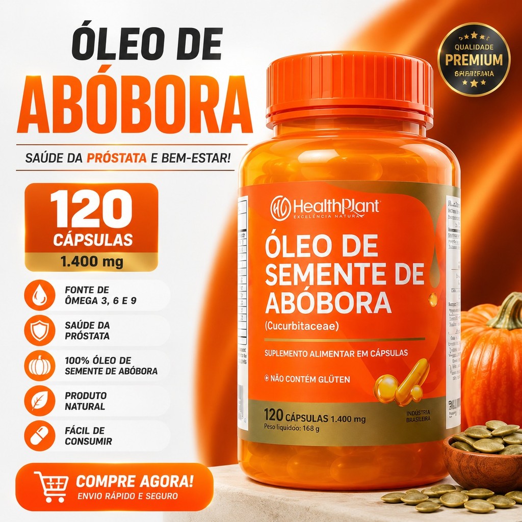 Óleo de Semente de Abóbora caps Ação Antioxidante Próstata Imunidade Coração Suplemento alimentar