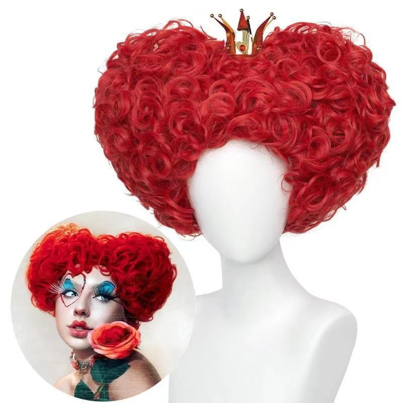 Peruca Rainha Pêssego Vermelha, Capacete de Anime COS, Fantasia para Festa de Carnaval e Baile de Máscaras 0841