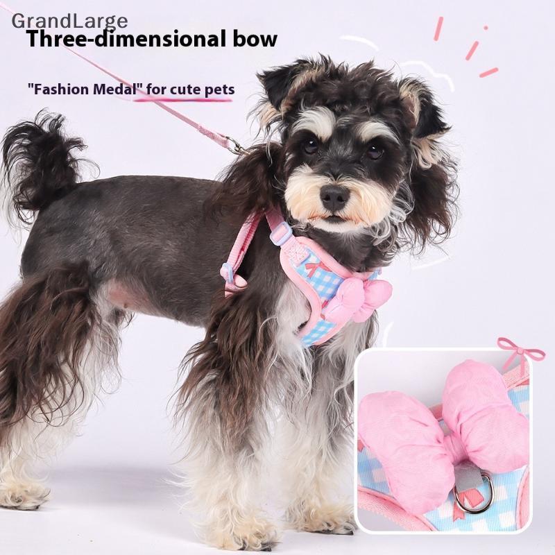 [GrandLarge] Arnês Para Cães Com Gravata Borboleta Fofa E Alegre , Coleira Anti-Tração , Colete Ajustável Animais De Est