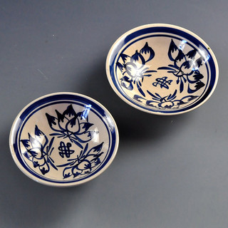 Pintado à mão cerâmica azul branco Retro pequena tigela tempero tigela de arroz tigela de sopa tigela de vinho panela qu