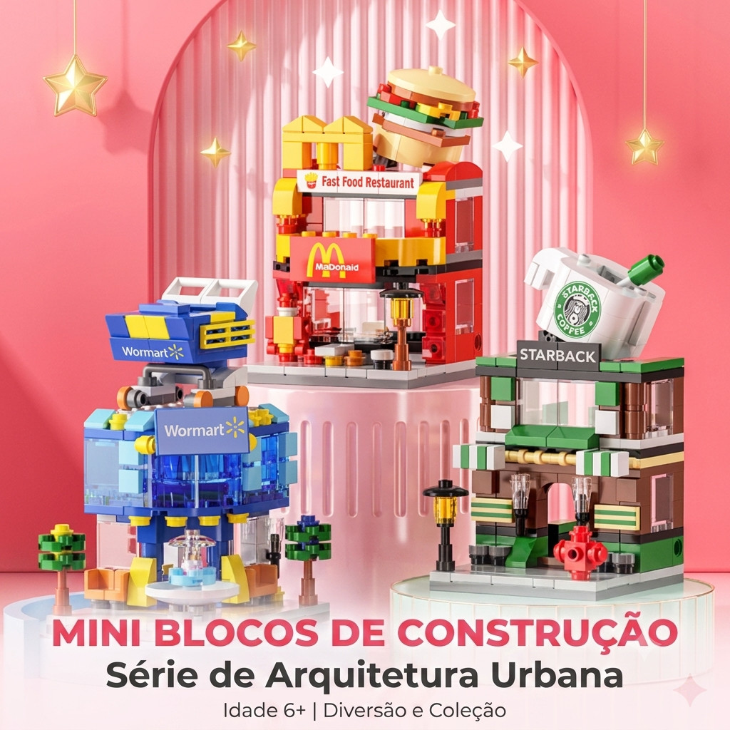 Mini Blocos Montar Arquitetura Quebra-Cabeca 3D Colecionavel Decoracao Quarto Pronta Entrega