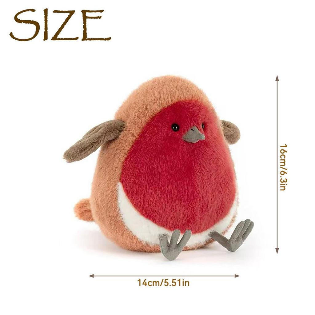 Brinquedo de pelúcia redondo e fofo de 16cm/6,3 polegadas, boneco de pelúcia Robin.   Enfeite de passarinho fofo.   Recu