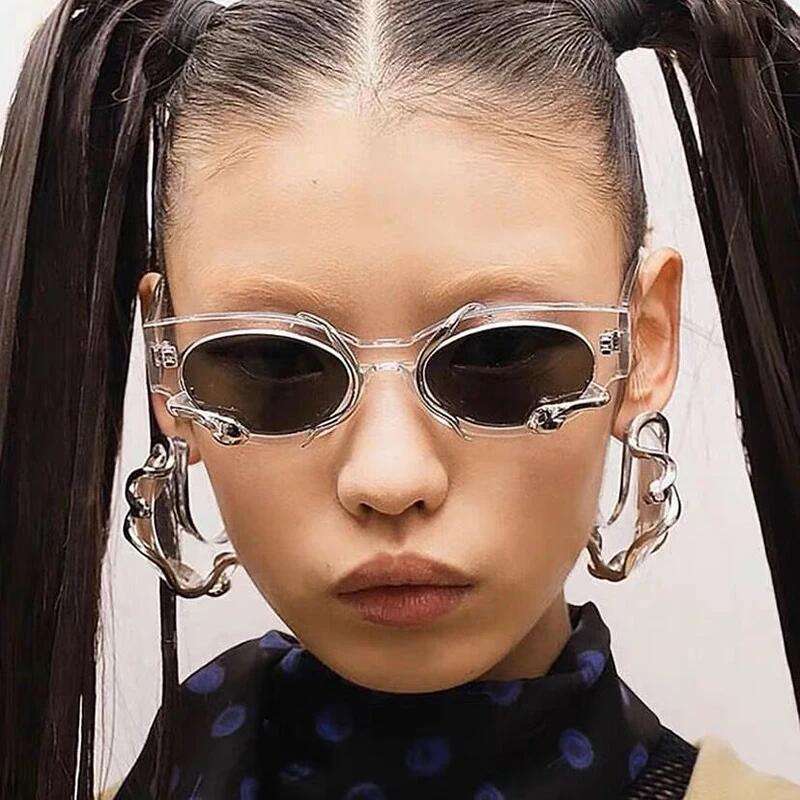 Óculos de Sol Vintage Olho de Gato Cobra para Mulheres e Homens, Óculos de Sol Punk, Tendência Sexy, Óculos de Sol Femin