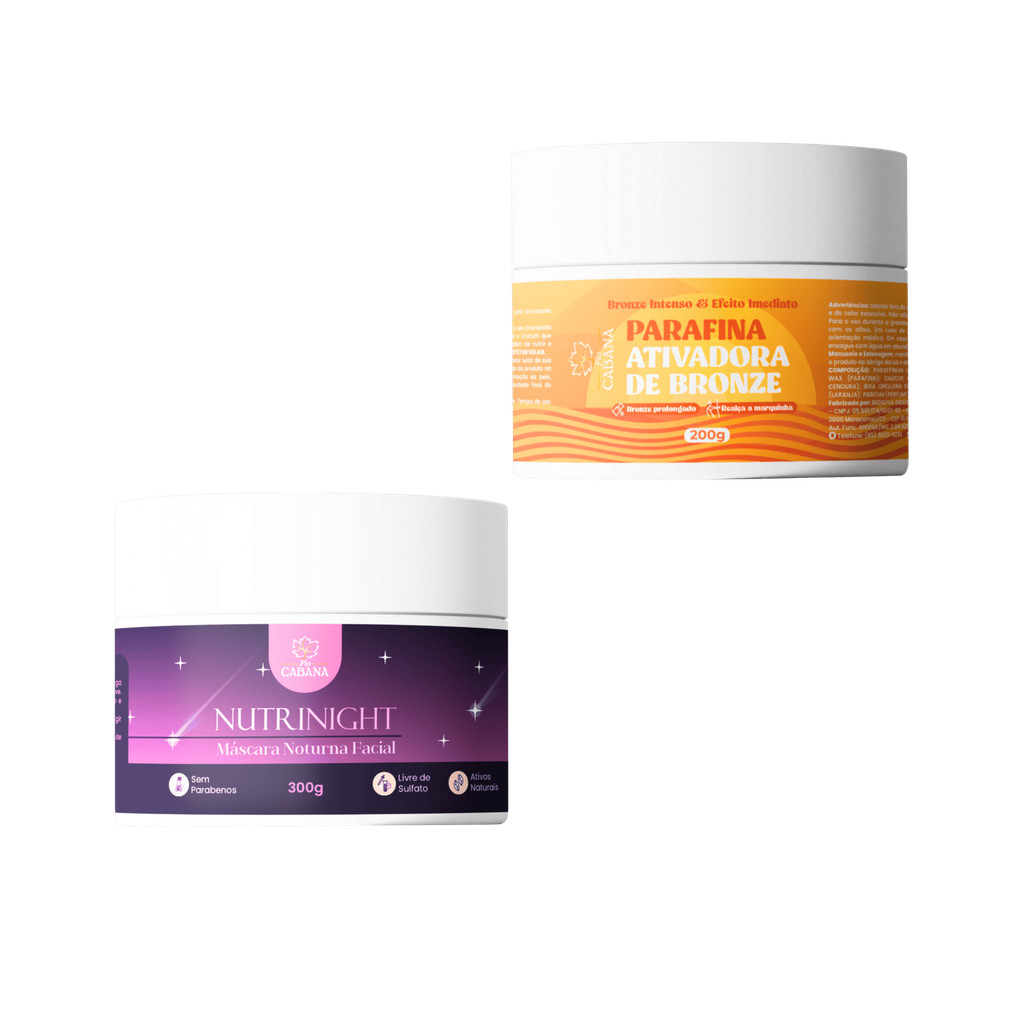 Kit Parafina Bronze Fio Cabana 200g + NutriNight 300g | Bronze Intenso, Hidratação e Pele Iluminada
