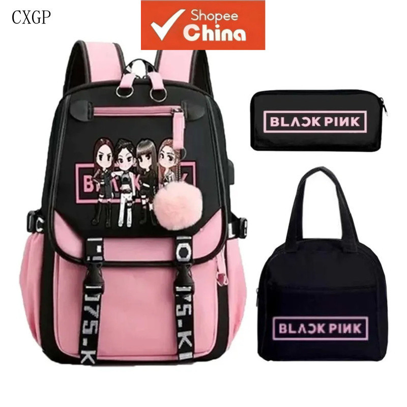 Conjunto de Mochila Juvenil Coreana de 3 Peças Adequado para Kpop Blackpink DLKG