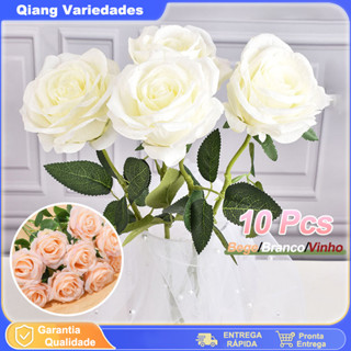 10 Peças Rosas Artificiais Toque Real - Decoração para Festa Natal, Buquê de Casamento e Casa em Oferta na Shopee