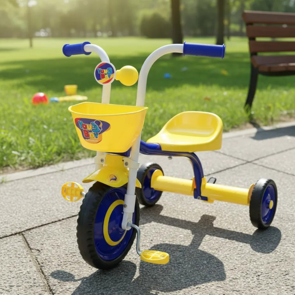 Triciclo Infantil Amarelo Azul Com Buzina You 3 Boy 2023 Nathor