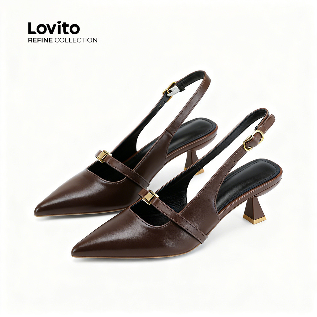 (Lovito Refine) Saltos Femininos com Fivela de Metal elegante LR17EX015 em Oferta na Shopee