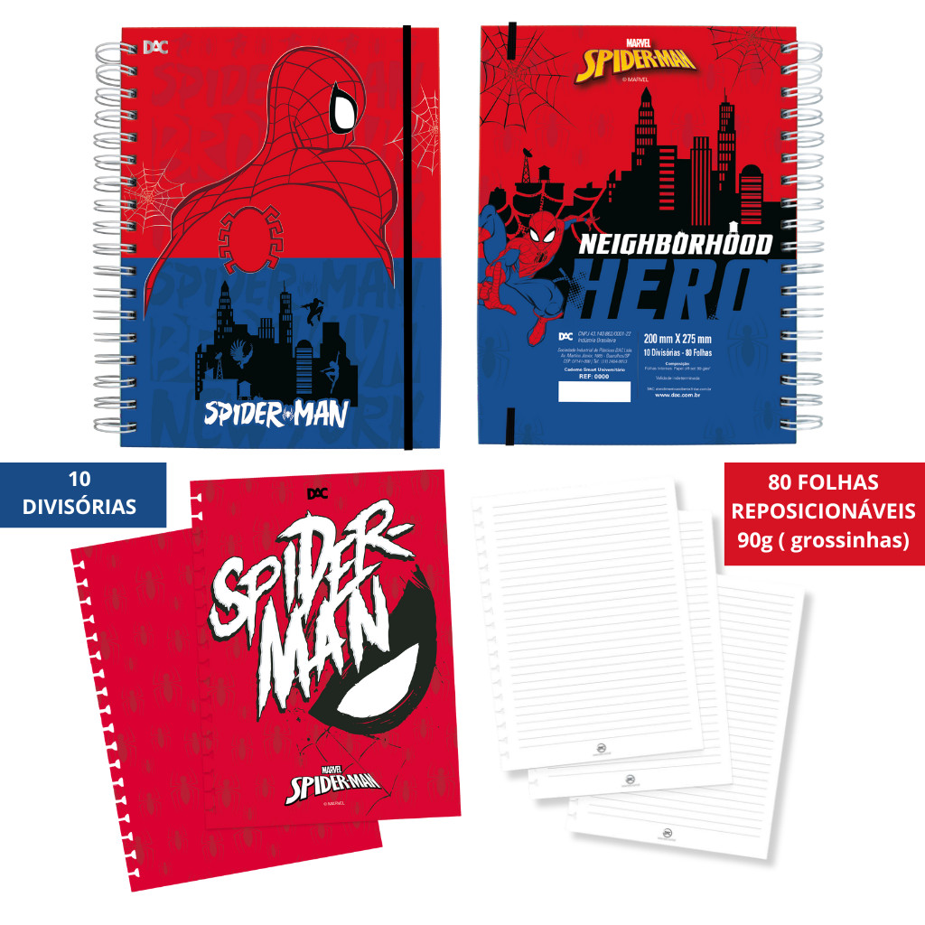 Caderno Smart Universitário 10 Divisórias Homem Aranha 80 fls - DAC · foto 2