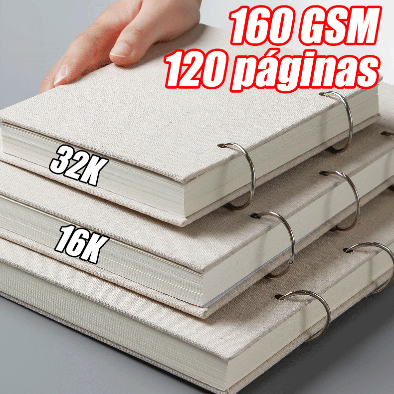 Caderno De Esboços Espiral 32K/16K 60folhas Retro 160GSM Capa Dura De Linho Recarregável Para Desenho De Arte Material E