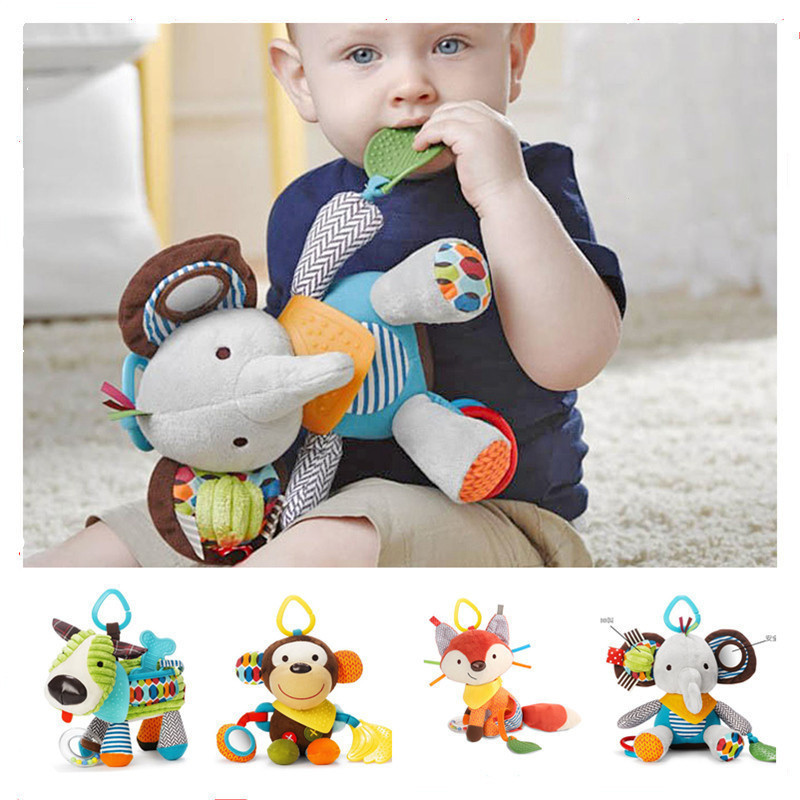 Bebê Brinquedo De Pelúcia Recém-nascido Boneca Confortável Bebê Chocalho Mordedor Boneca Carrinho De Bebê Pingente Crian
