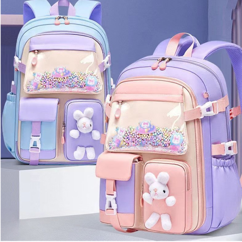 Imagem Mochila Escolar Menina Grande Capacidade Abertura 180° | Juvenil Infantil | Leve Reforçada Princesa Viagem Passeio