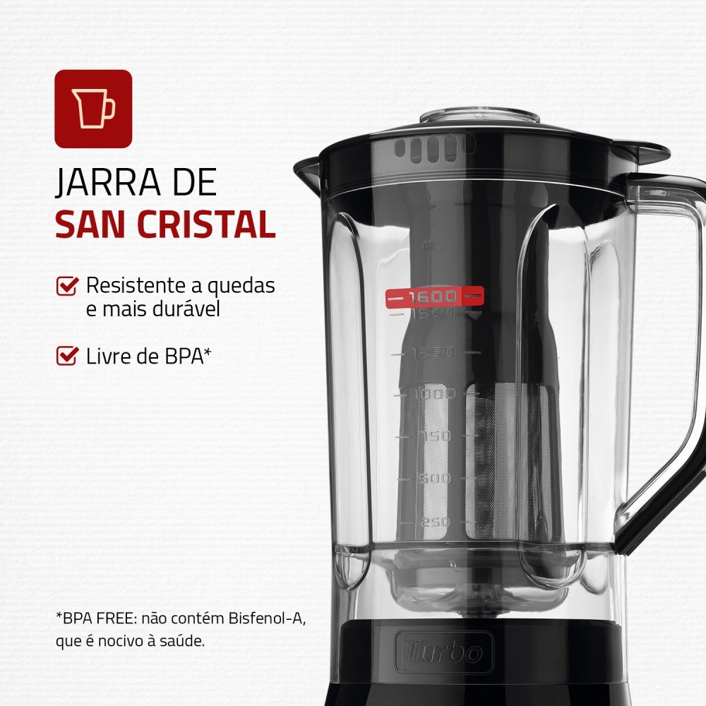 Detalhes do Liquidificador 3 velocidades Turbo Power preto - L-99FB - Mondial