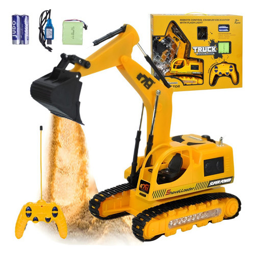 Escavadeira Controle Remoto Luz Brinquedo Menino Criança Dourado Escavadeira