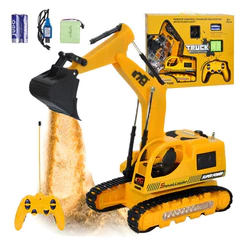 Escavadeira Controle Remoto Luz Brinquedo Menino Criança Dourado Escavadeira