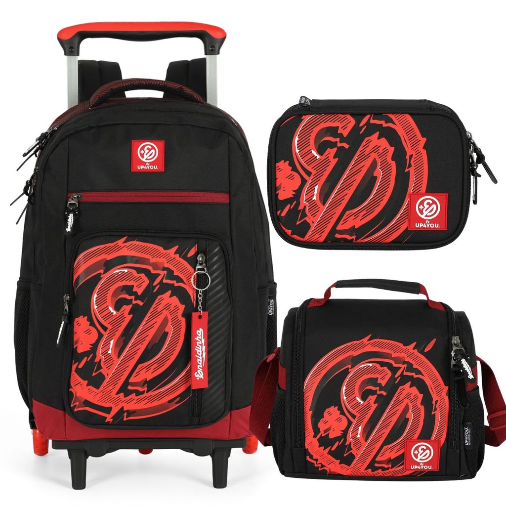 KIT MOCHILA C/ RODAS LANCHEIRA ESTOJO BOLSA UP4YOU ENALDINHO em Oferta na Shopee