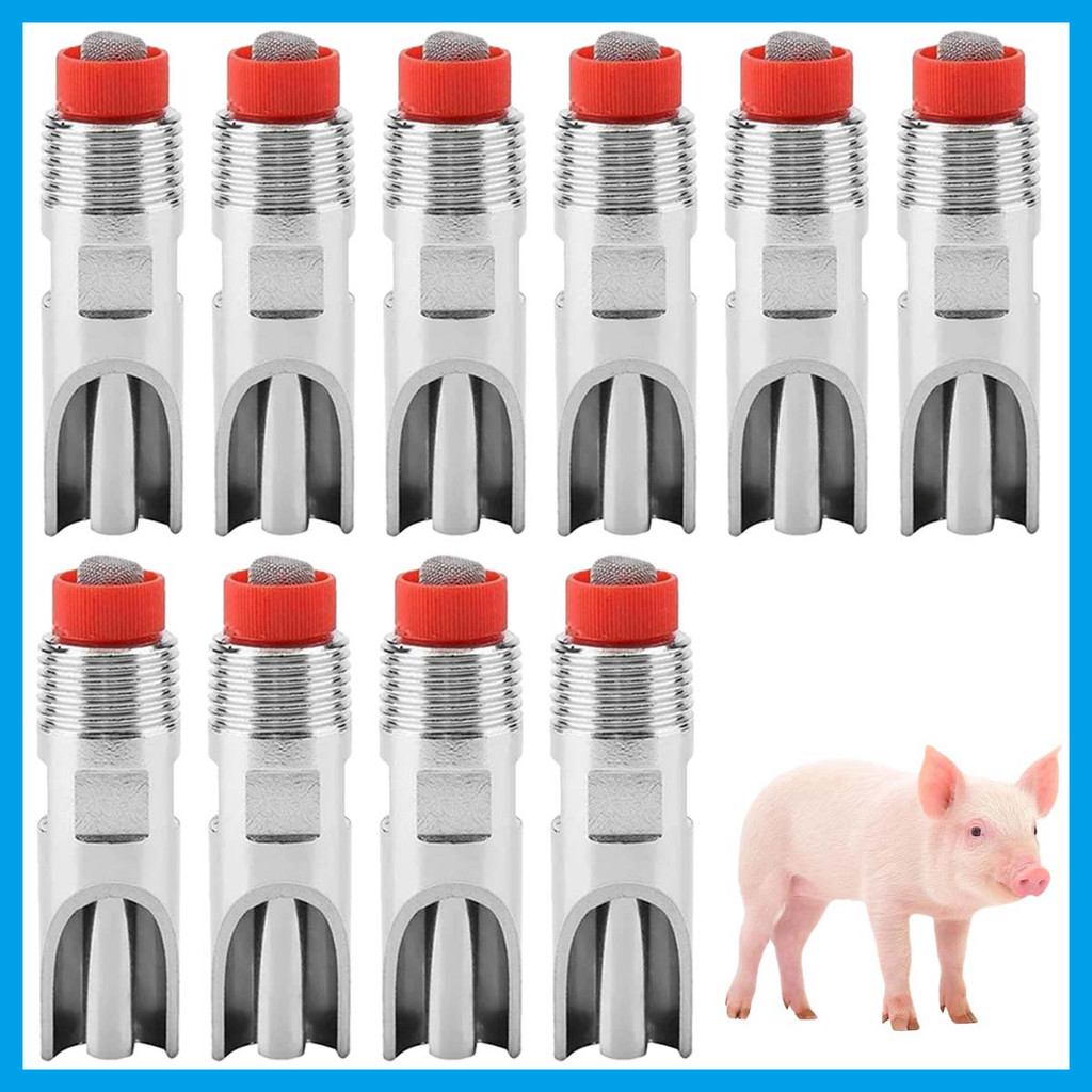 10 peças 7*2cm chupeta de porco de aço inoxidável fonte potável porco carne ovelha saída de água automática dedicada par