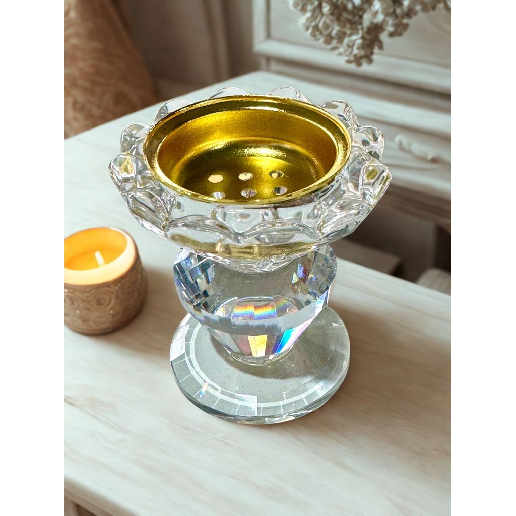 Castiçal Cristal Flor Suporte Velas Porta Vela Enfeite Vidro