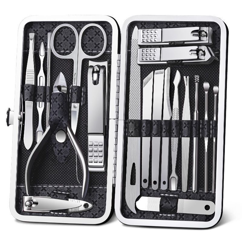 Kit  Cortador De Unha Manicure Portatil Estojo Pinca Tesoura C/Organizador de couro de luxo