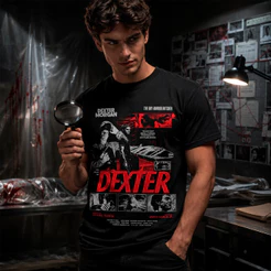 Camiseta Básica Algodão Camisa Série Dexter Investigação Mistério Streetwear