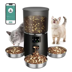 Newpet 6L Alimentador automático para 3 Gato Cão alimentador cronometrado dispensador para cães e gatos
