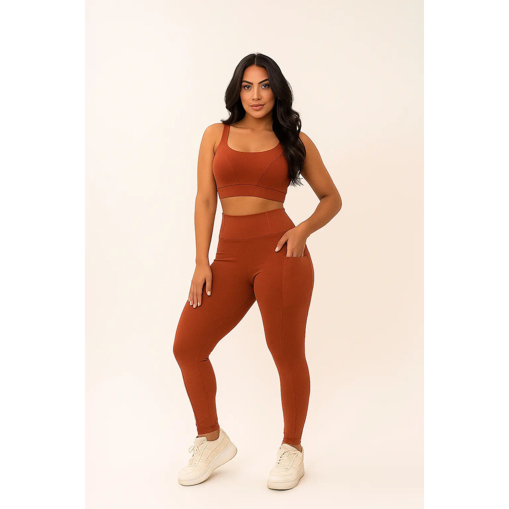 Conjunto Blackout Zero Transparência Legging Cropped C/ Bojo