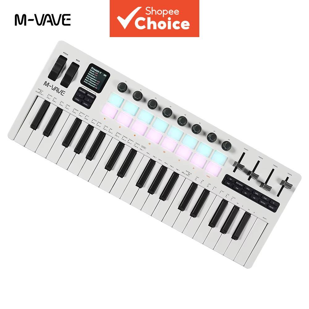 M-VAVE SMK-37 Pro, teclado controlador MIDI com sintetizador integrado, 16 pads de bateria RGB e 8 botões e 4 sliders