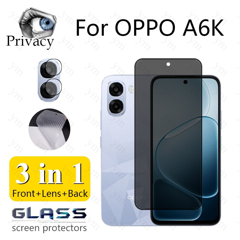 3 Em 1 OPPO A6k Anti-Spy Privacidade Protetor De Tela De Vidro Temperado Filme Espionagem Para Reno 15 14 15F 14F A6x A6