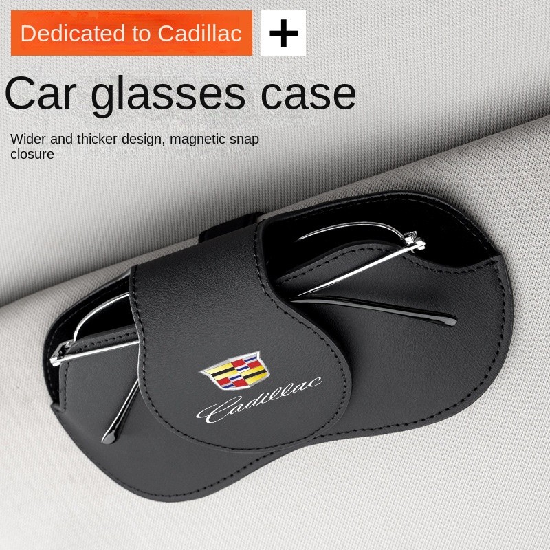 [Capa de óculos de couro ~] Adequado para Cadillac CT5CT6XTSXT4XT5XT6 Estojo de óculos de carro Viseira de sol Clipe de