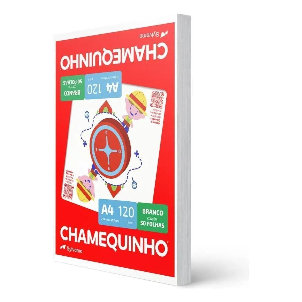 PAPEL SULFITE BRANCO A4 120G 210MMX297MM CHAMEQUINHO PT 50FL