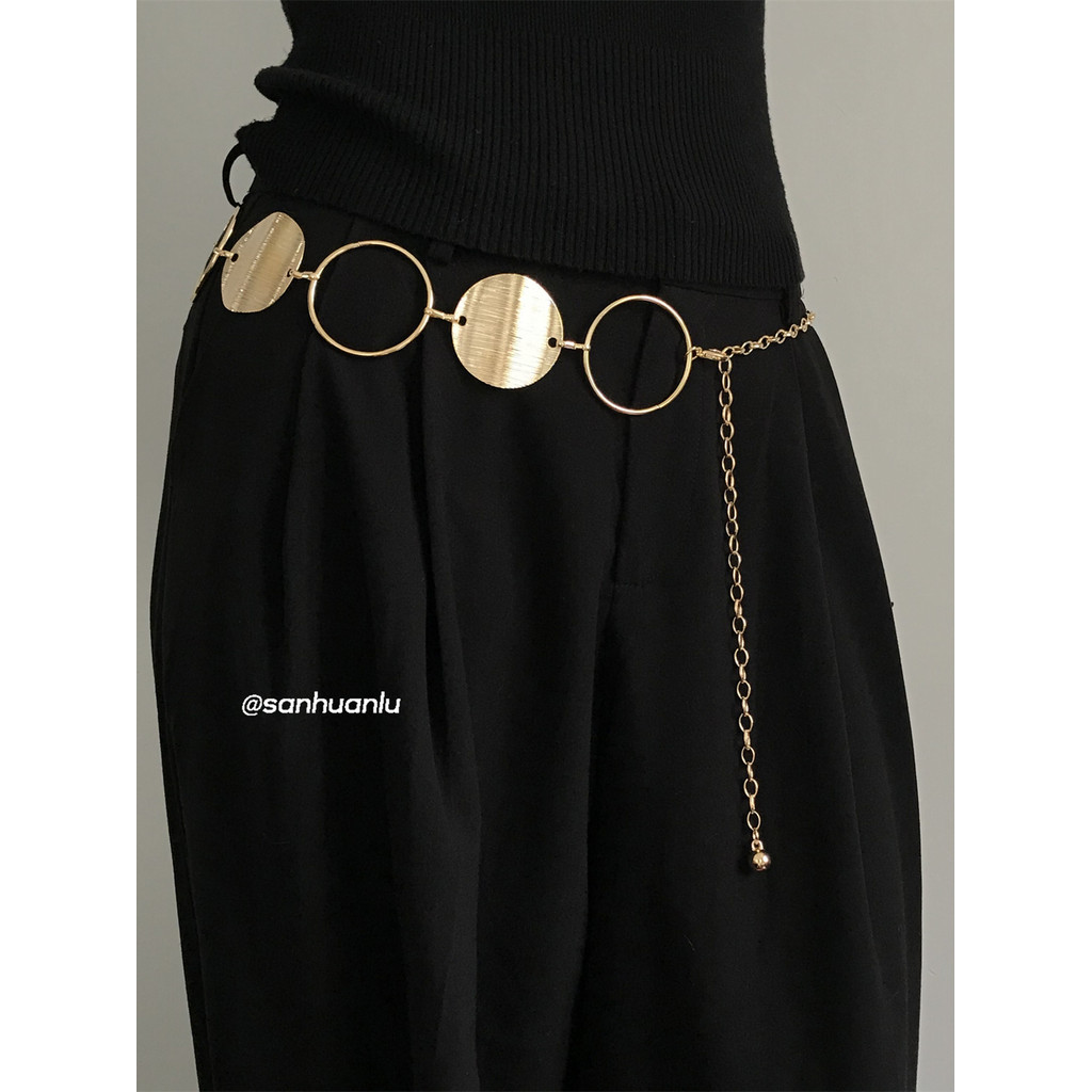 Três anéis de moda estrada anel de Metal remendo cintura corrente all-match simples High-End acessórios moda all-match r