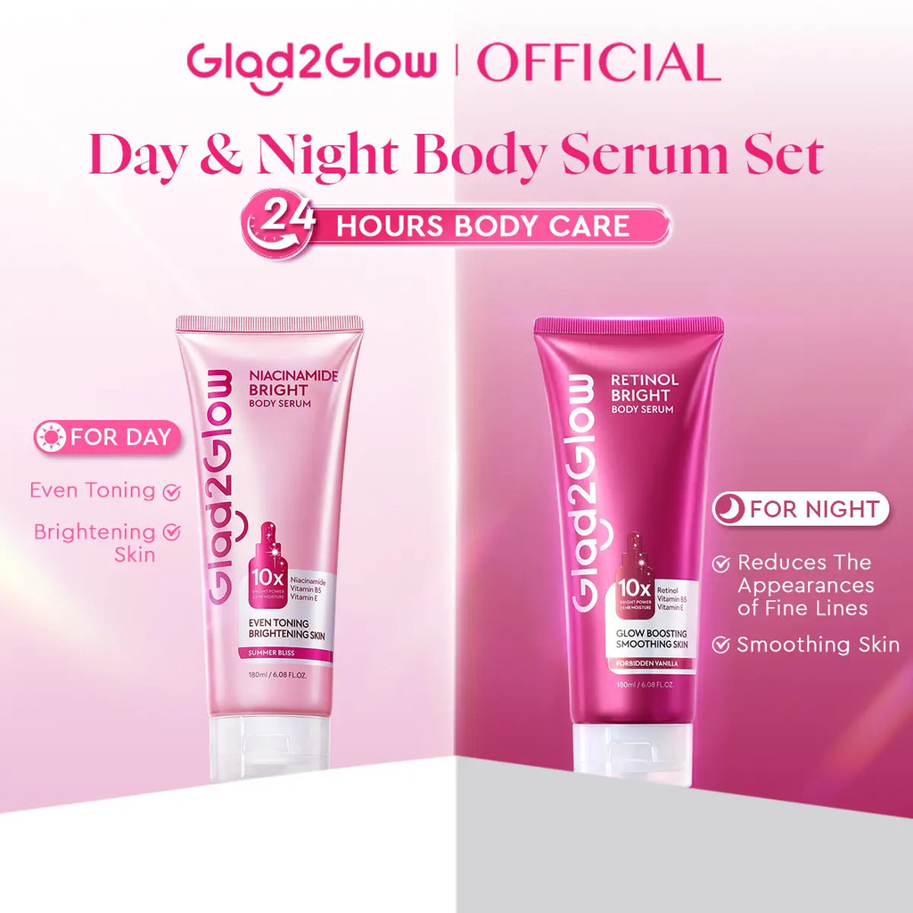 [NEW]Glad2Glow Day & Night Body Serum Set 24-HOUR Body Care Bright & Smooth Skin Smell Fresh & Luscious & Fragrant All D