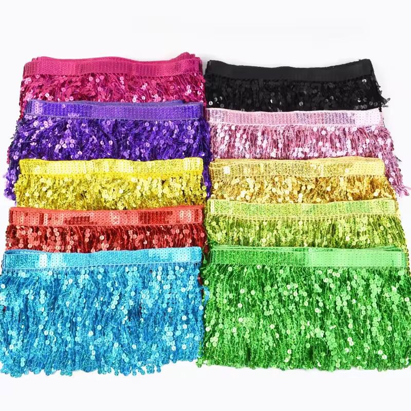 1 ou 3 Metros Aplique Roupa Franja de Lantejoulas Paetê Fantasia Carnaval 15cm Altura em Oferta na Shopee