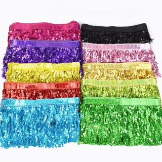 1 ou 3 Metros Aplique Roupa Franja de Lantejoulas Paetê Fantasia Carnaval 15cm Altura em Oferta na Shopee