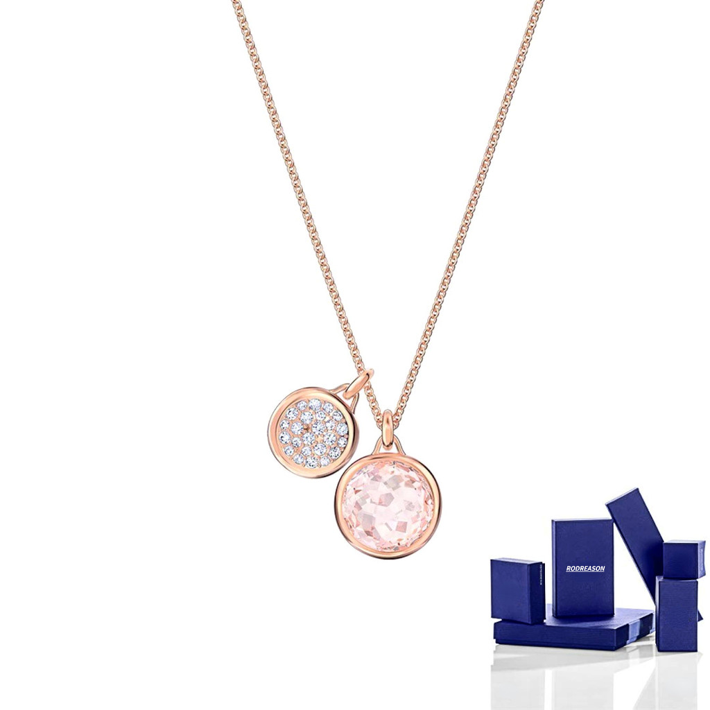 RODREASON Joias Para Mulheres Colar De Luxo Rosa Cristal Série Pingente Corrente em Oferta na Shopee