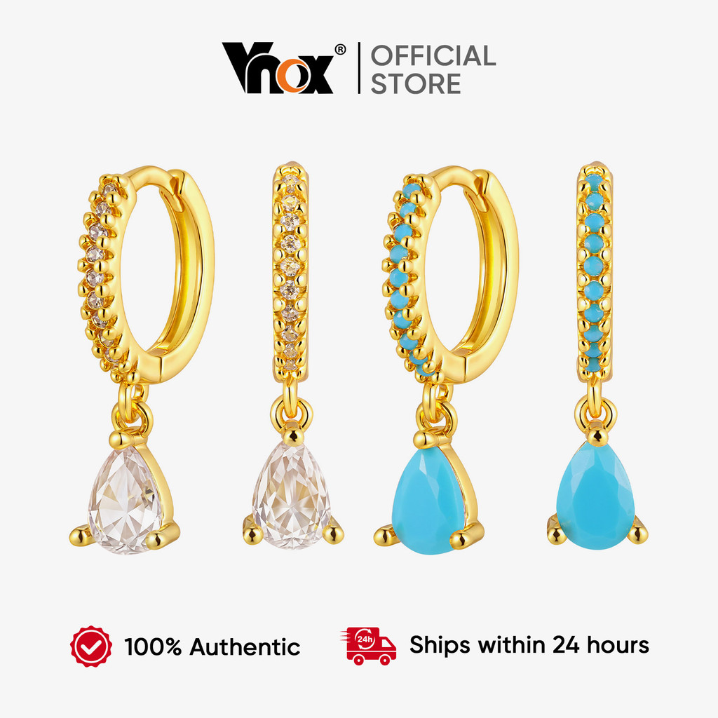 Vnox Brincos Cúbicos De Zircônia Brilhante , Femininos Banhados A Ouro Hipoalergênicos Delicados De Luxo Princesa Joias em Oferta na Shopee
