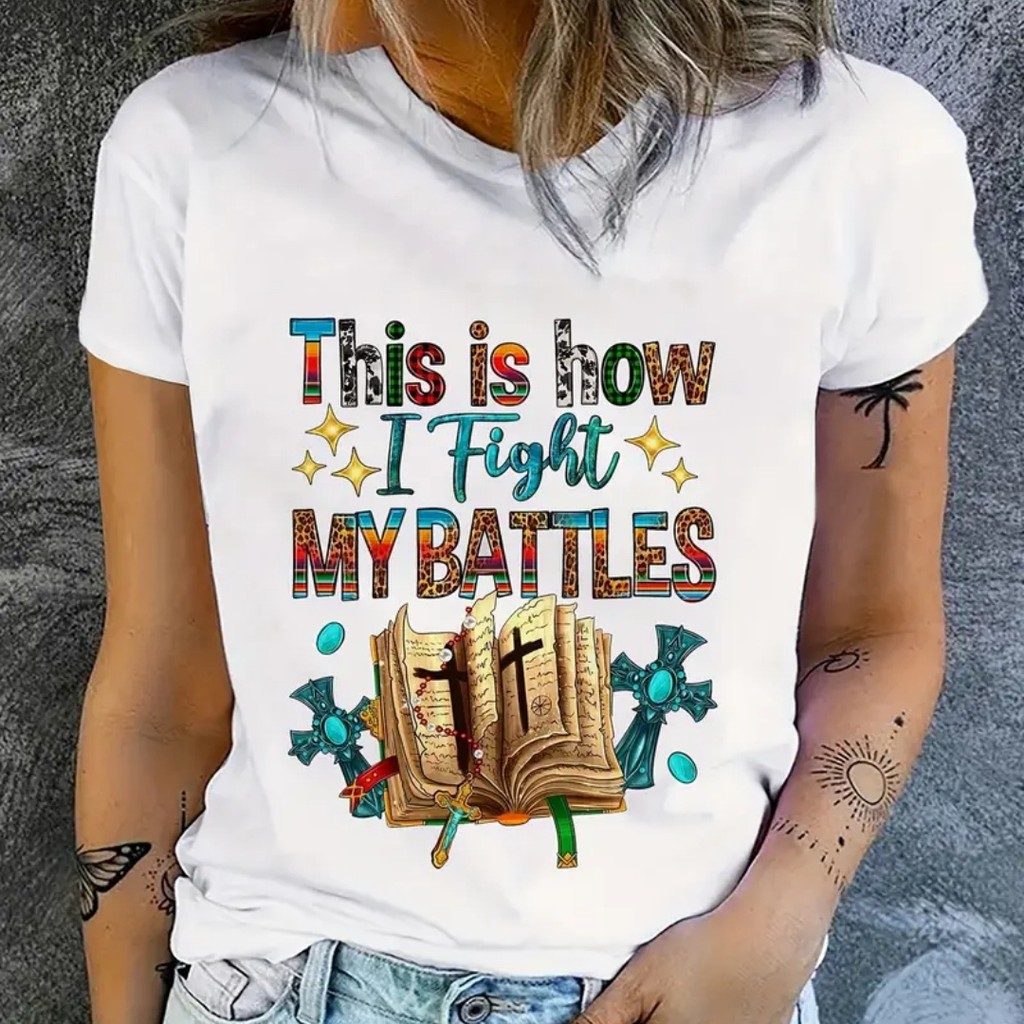 Camiseta "Así Luchan Mis Batallas" para Mujeres Rústicas - Camisetas de Verano con Diseños Gráficos