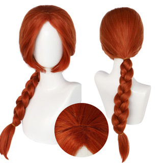 Princess Wigs Cosplay Heat Resistant Long Auburn Braided Wig Long Wig for Party Costume Halloween