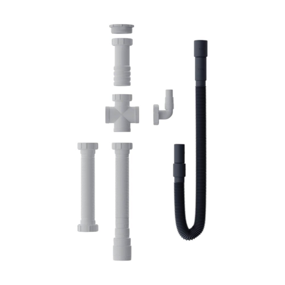 Sifão Sanfonado Triplo Kit Conexão Com Saída Para Máquina Para Cuba Dulpa 030420 Blukit