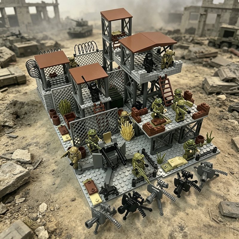 1.000 pçs Lego blocos de construção militar fortaleza Base observação apito torre forças especiais menino montado brinqu