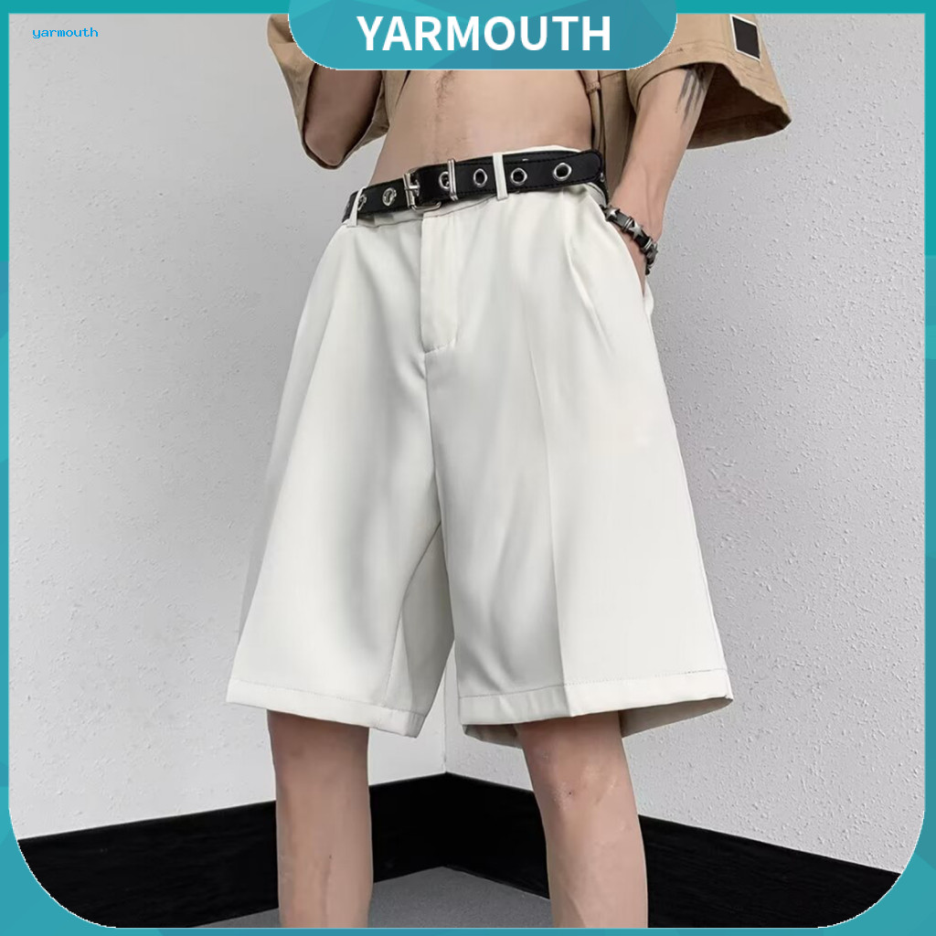 Summer Shorts Men Men's Sport Mid-rise Wide Leg Ice Silk Fitness Pants with Button Zipper Fly – Ultra-thin Breathable